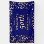 Classy Egypt Gold Sprinkles Navy Blue Verjaardag Spandoek (Verticaal)