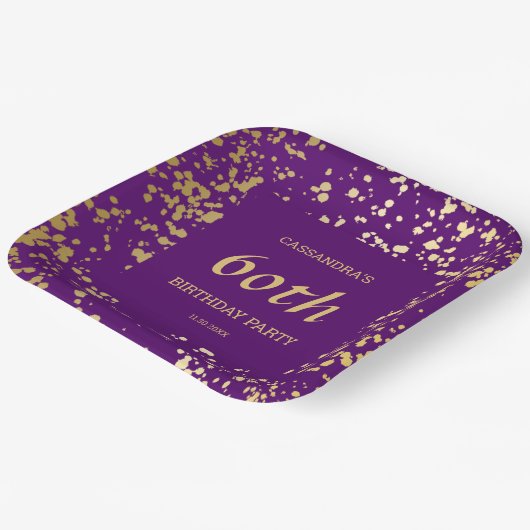 Classy Egypt Gold Sprinkles Paarse Verjaardag Papieren Bordje (Gebogen)