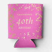 Classy Egypt Gold Sprinkles Roze Verjaardag Blikjeskoeler (Voorkant)