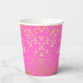 Classy Egypt Gold Sprinkles Roze Verjaardag Papieren Bekers (Links)