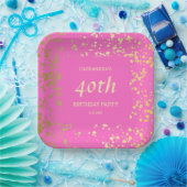 Classy Egypt Gold Sprinkles Roze Verjaardag Papieren Bordje (Feest)