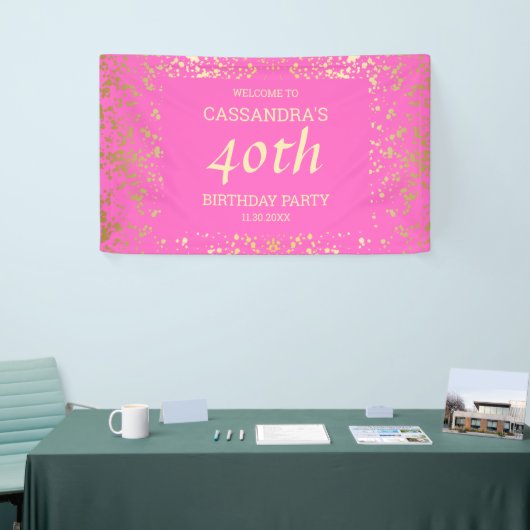 Classy Egypt Gold Sprinkles Roze Verjaardag Spandoek (Beurs)