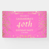 Classy Egypt Gold Sprinkles Roze Verjaardag Spandoek (Horizontaal)