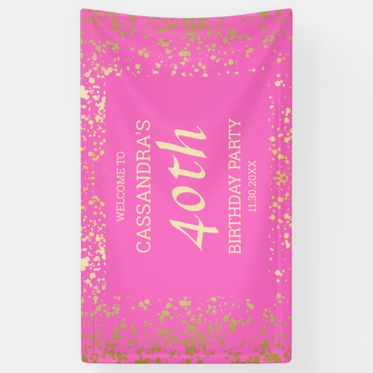 Classy Egypt Gold Sprinkles Roze Verjaardag Spandoek (Verticaal)