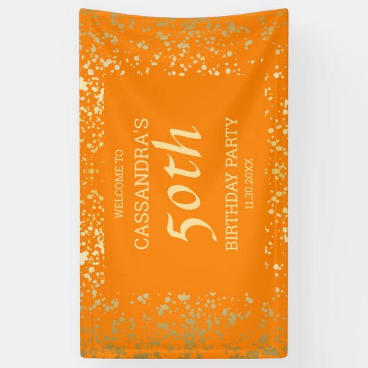 Classy Egypt Gold Sprinkles Sinaasappel Verjaardag Spandoek (Verticaal)