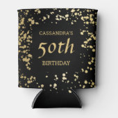 Classy Egypt Gold Sprinkles Zwart Verjaardag Blikjeskoeler (Voorkant)