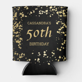 Classy Egypt Gold Sprinkles Zwart Verjaardag Blikjeskoeler