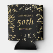 Classy Egypt Gold Sprinkles Zwart Verjaardag Blikjeskoeler (Achterkant)