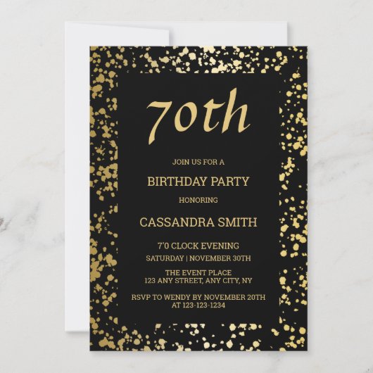 Classy Egypt Gold Sprinkles Zwart Verjaardag Kaart (Voorkant)