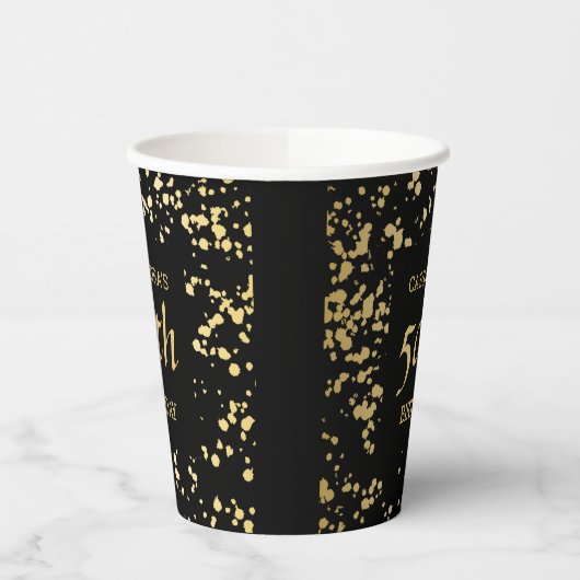 Classy Egypt Gold Sprinkles Zwart Verjaardag Papieren Bekers (Links)