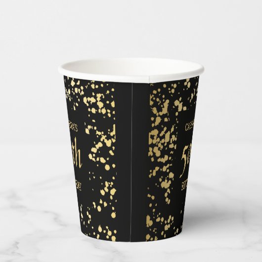 Classy Egypt Gold Sprinkles Zwart Verjaardag Papieren Bekers (Rechts)