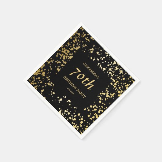 Classy Egypt Gold Sprinkles Zwart Verjaardag Servet (Hoek)