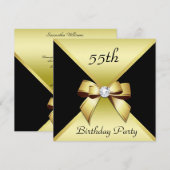 Classy Elegance Gold & Black 55th Birthday Party Kaart (Voorkant / Achterkant)