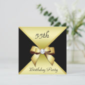 Classy Elegance Gold & Black 55th Birthday Party Kaart (Staand voorkant)