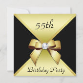 Classy Elegance Gold & Black 55th Birthday Party Kaart (Voorkant)