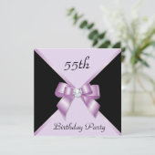 Classy Elegance Lila & Black 55th Birthday Party Kaart (Staand voorkant)