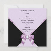 Classy Elegance Lila & Black 55th Birthday Party Kaart (Achterkant)