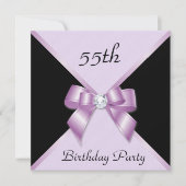 Classy Elegance Lila & Black 55th Birthday Party Kaart (Voorkant)