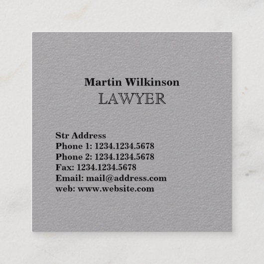 Classy elegance name logo stijl vierkante visitekaartje (Achterkant)