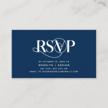 Classy Elegance, Navy Blue Script, RSVP reageert