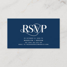 Classy Elegance, Navy Blue Script, RSVP reageert Informatiekaartje