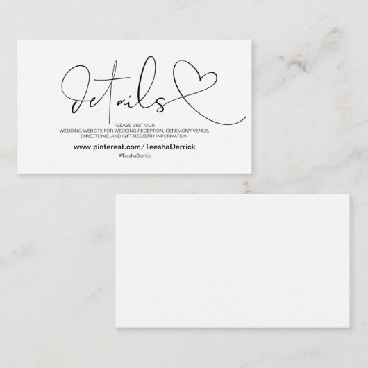 Classy Elegance-website - Versluitingskaart Informatiekaartje (Voorkant / Achterkant)