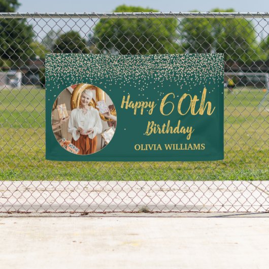 Classy Elegant 60e verjaardag Groen Goud Glitter Spandoek (Insitu)