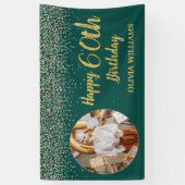 Classy Elegant 60e verjaardag Groen Goud Glitter Spandoek (Verticaal)