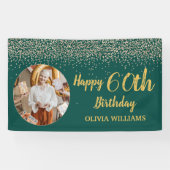 Classy Elegant 60e verjaardag Groen Goud Glitter Spandoek (Horizontaal)