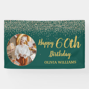 Classy Elegant 60e verjaardag Groen Goud Glitter Spandoek