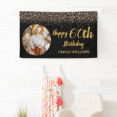 Classy Elegant 60th Birthday Black Gold Glitter Spandoek (Insitu)