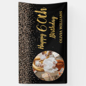 Classy Elegant 60th Birthday Black Gold Glitter Spandoek (Verticaal)