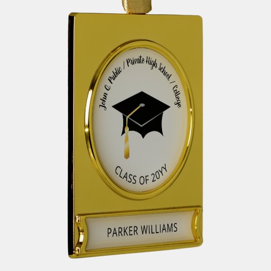 Classy Elegant Afstudeerder Pet School Afstuderen Verguld Banner Ornament (Rechts)