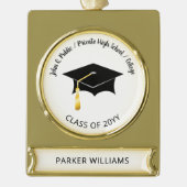 Classy Elegant Afstudeerder Pet School Afstuderen Verguld Banner Ornament (Voorkant)