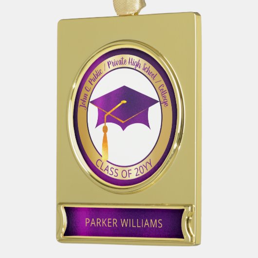 Classy Elegant Afstudeerder Pet School Afstuderen  Verguld Banner Ornament (Links)