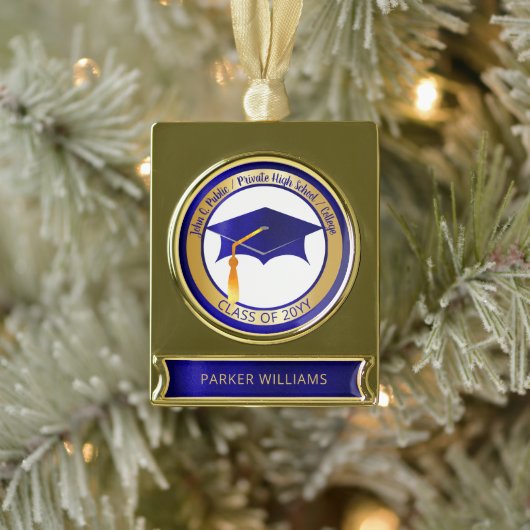 Classy Elegant Afstudeerder Pet School Afstuderen  Verguld Banner Ornament (Boom)