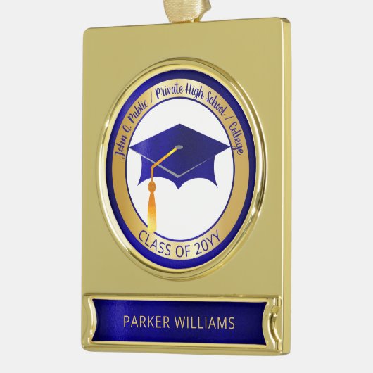 Classy Elegant Afstudeerder Pet School Afstuderen  Verguld Banner Ornament (Links)