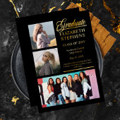 Classy Elegant Afstuderen Afstuderen 3 Foto Folie Uitnodiging