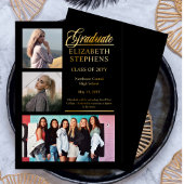 Classy Elegant Afstuderen Afstuderen 3 Foto Folie Uitnodiging