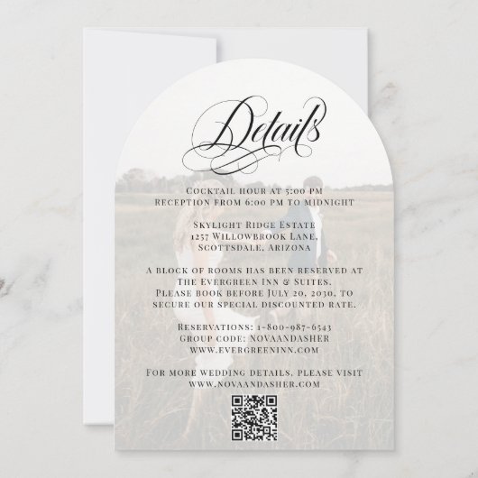 Classy Elegant alles in één QR Code Arch bruiloft Kaart (Achterkant)