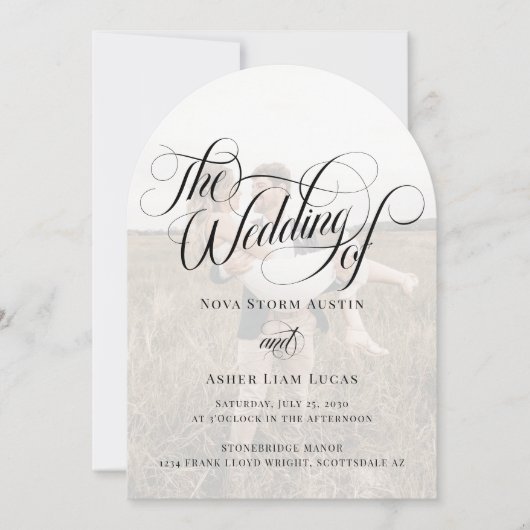 Classy Elegant alles in één QR Code Arch bruiloft Kaart (Voorkant)