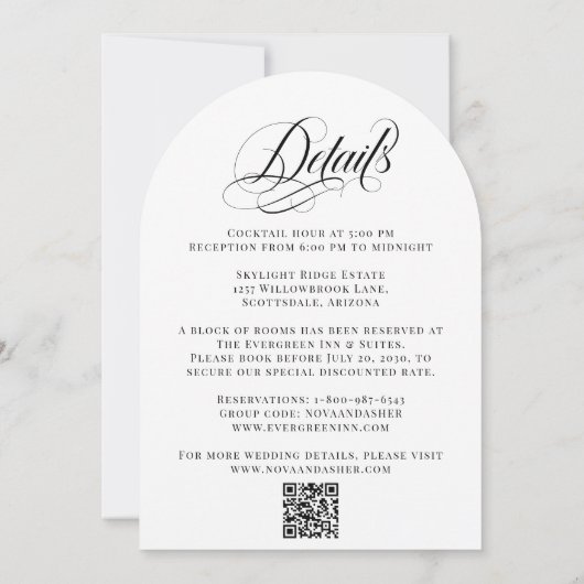 Classy Elegant alles in één QR Code Arch bruiloft Kaart (Achterkant)