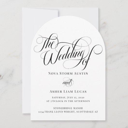 Classy Elegant alles in één QR Code Arch bruiloft Kaart (Voorkant)