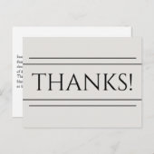 Classy, Elegant "BEDANKT!" Briefkaart (Voorkant / Achterkant)
