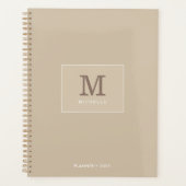 Classy Elegant Beige Custom Name Monogram Planner (Voorkant)