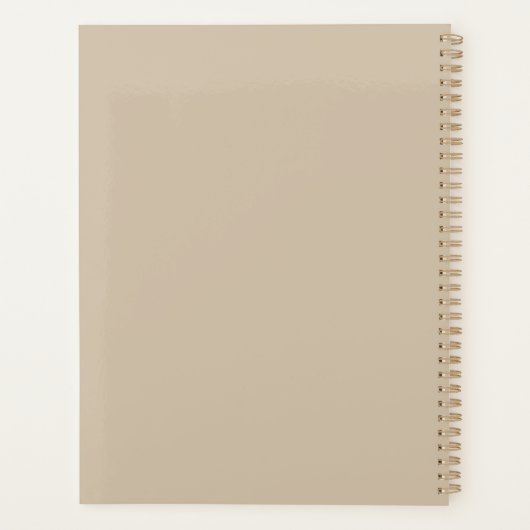 Classy Elegant Beige Custom Name Monogram Planner (Achterkant)