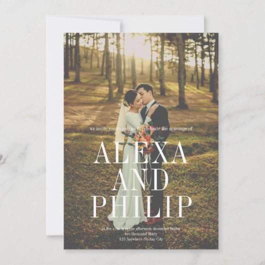 Classy Elegant Big Photo Wedding Kaart (Voorkant)