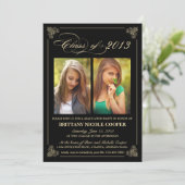 Classy Elegant Black 2013 Afstuderen Photo Invite Kaart (Staand voorkant)