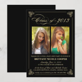 Classy Elegant Black 2013 Afstuderen Photo Invite Kaart (Voorkant / Achterkant)