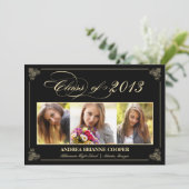 Classy Elegant Black 2013 Afstuderen Photo Invite Kaart (Staand voorkant)